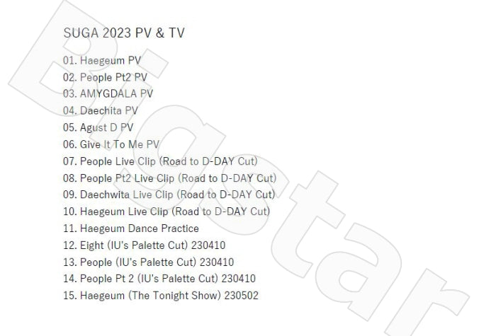 K-POP DVD/ SUGA 2023 PV/TV★D-Day/ シュガ SUGA KPOP DVD