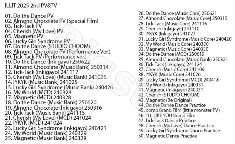 K-POP DVD/ ILLIT 2025 2nd PV/TV★Do the Dance Almond Chocolate Cherish Tick-Tack Cherish Magnetic../ ILLIT アイリット ユナ ミンジュ モカ..