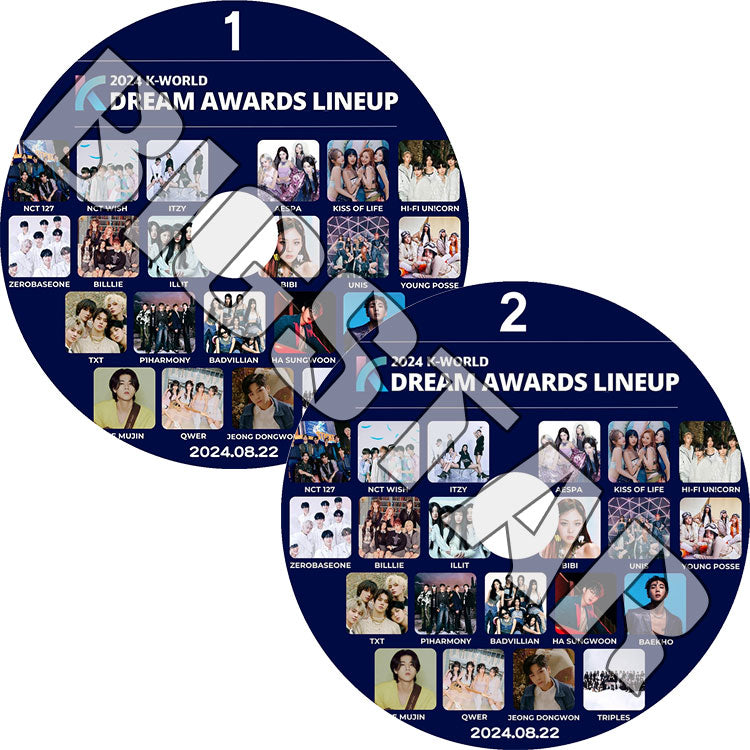 K-POP DVD/ 2024 K-WORLD DREAM AWARDS (2枚SET) (2024.08.22)/ NCT TXT aespa ITZY ILLIT Billlie KISS OF LIFE 他/ KPOP DVD