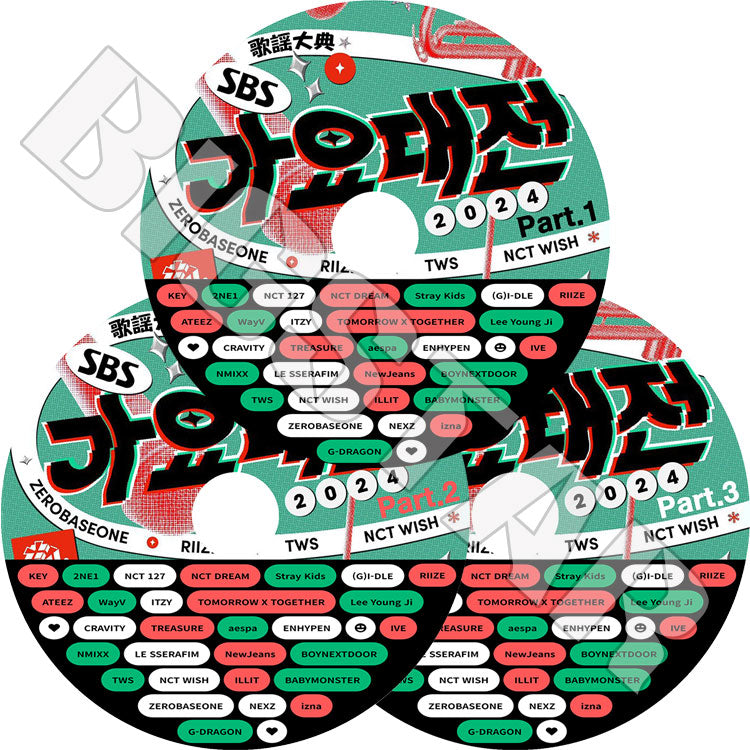 K-POP DVD/ 2024 SBS 歌謡大典 (3枚Set) (2024.12.25)/ GD STRAY KIDS aespa IVE Newjeans ENHYPEN NCT Newjeans LE SSERAFIM ITZY..
