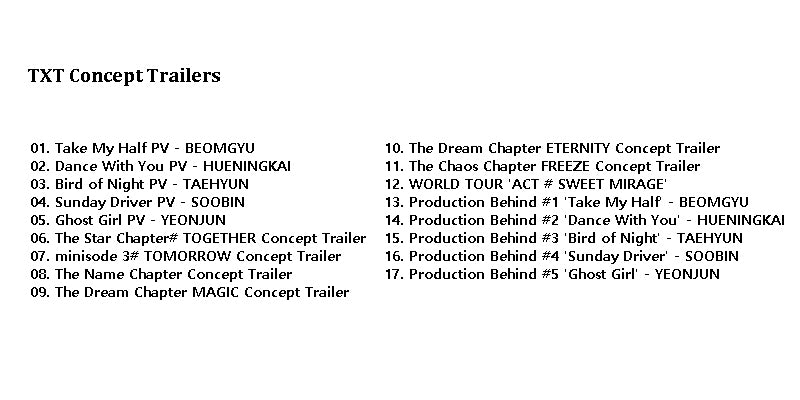 K-POP DVD/ TXT 2025 2nd BEST PV Collection #2★CONCEPT TRAILER/ トゥモローバイトゥゲザー トゥバトゥ PV KPOP DVD