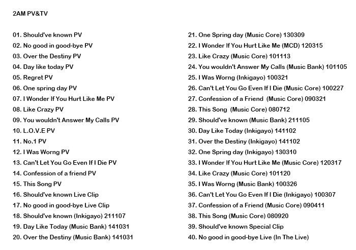 K-POP DVD/ 2AM 2021 PV&TV セレクト★Should′ve known No good in good-bye/ ツーエーエム チョグォン チャンミン スロン ジヌン KPOP DVD