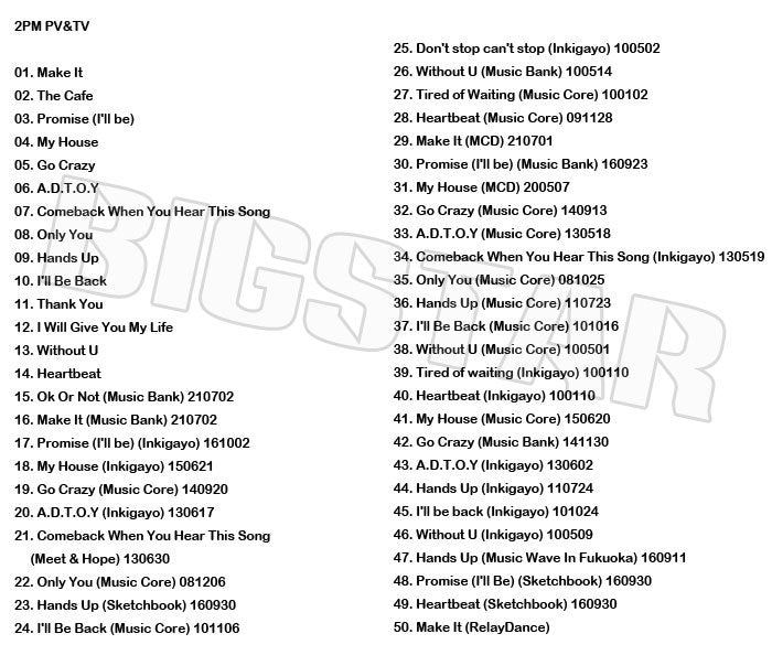 K-POP DVD/ 2PM 2021 PV&TV セレクト★Make It The Cafe/ ツーピーエム ジュンケイ ニックン テギョン ウヨン ジュノ チャンソン KPOP DVD