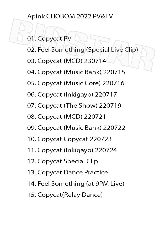 K-POP DVD/ Apink CHOBOM 2022 PV/TV★COPY CAT/ Apink エーピンク パクチョロン ChoRong ユンボミ BoMi KPOP DVD