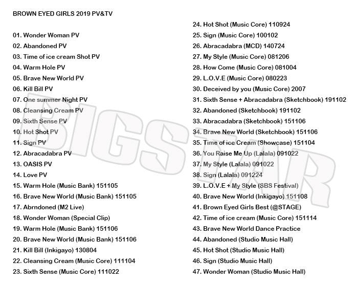 K-POP DVD/ Brown Eyed Girls 2019 PV&TVセレクト★Wonder Woman Abandoned Time of ice cream Warm Hole/ ブラウンアイドガールズ DVD