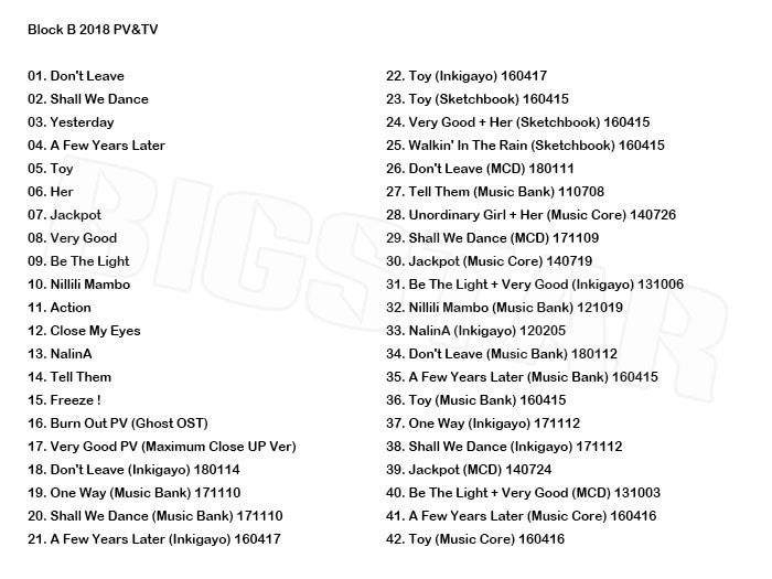 K-POP DVD/ BLOCK.B 2018 PV&TV セレクト★Don`t Leave Shall We Dance Yesterday A Few Years Later/ブロックビー ジコ ジェヒョ ビボム テイル..
