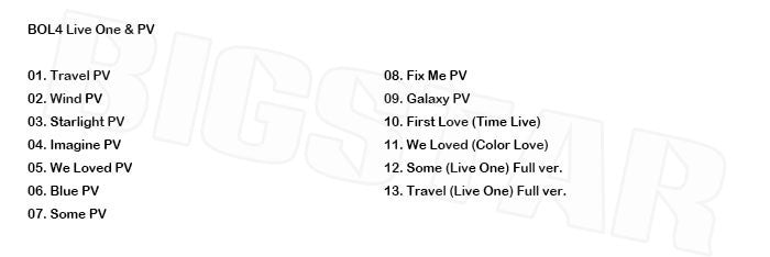 K-POP DVD/ BOL4 Live One & PV セレクト★Travel Wind Starlight Imagine We Loved Blue Some Fix Me Galaxy／ポルパルガンサチュンキ Bolbbalgan4