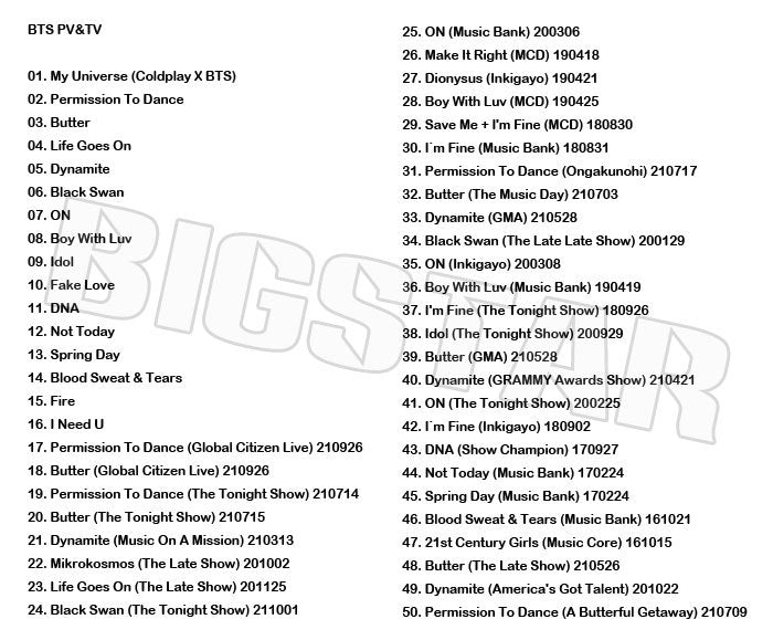 K-POP DVD/ バンタン 2021 PV&TV セレクト★MY UNIVERSE/ 防弾 バンタン ラップモンスター シュガ ジン ジェイホープ ジミン ブィ ジョングク