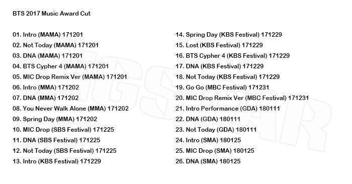 K-POP DVD/ バンタン 2017 MUSIC AWARD CUT-MAMA KBS MBC SBS GDA Seoul Awards 他/防弾 バンタン ラップモンスター ジン ジミン ブィ ジョングク..