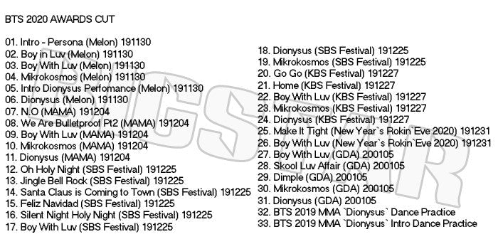 K-POP DVD/ バンタン 2019 MUSIC AWARD CUT★MAMA KBS SBS GDA 他/ 防弾 ラップモンスター シュガ ジン ジェイホープ ジミン ブィ ジョングク