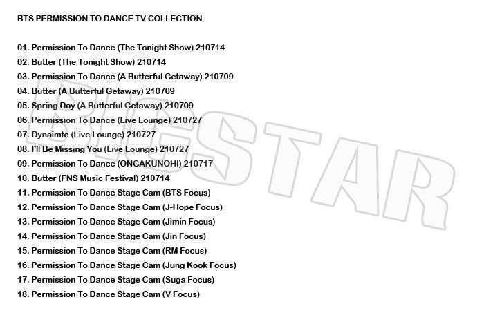 K-POP DVD/ バンタン PERMISSION TO DANCE TV COLLECTION/ 防弾 ラップモンスター シュガ ジン ジェイホープ ジミン ブィ ジョングク KPOP DVD