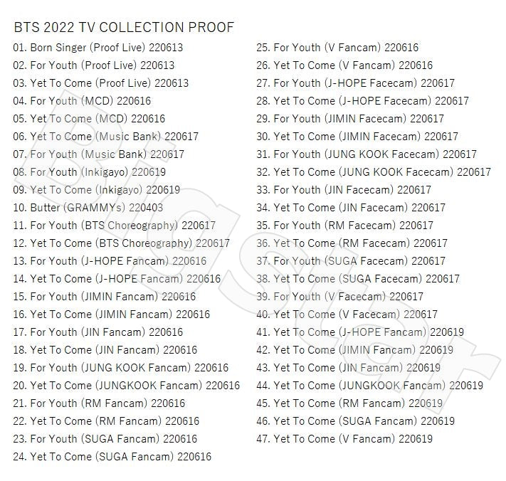 K-POP DVD/ バンタン PROOF 2022 TV COLLECTION★For Youth/ Yet To Come/ バンタン
