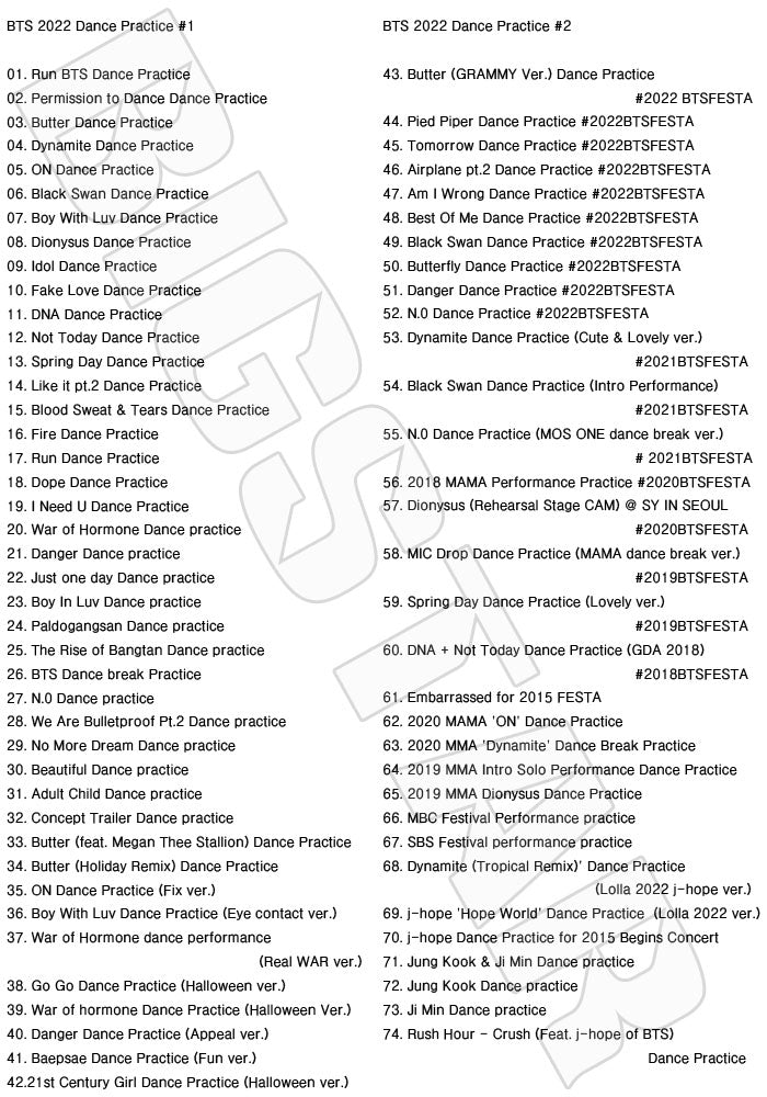 K-POP DVD/ バンタン 2022 Dance Practice Collection (2枚SET)★permission to dance Butter Dynamite ON Black Swan Boy With Luv Dionysus IDOL..