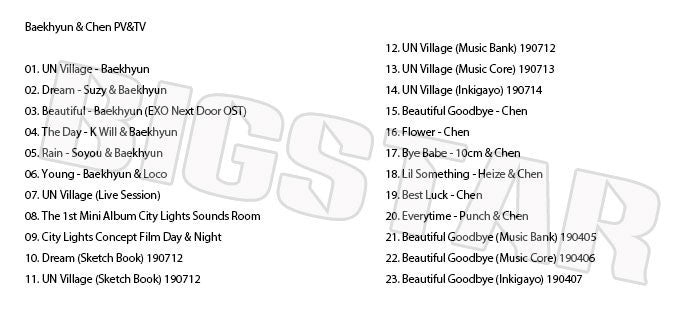K-POP DVD/ EXO BAEKHYUN&CHEN PV&TV セレクト★UN Village Beautiful Goodbye/エクソ ベクヒョン チェン KPOP DVD