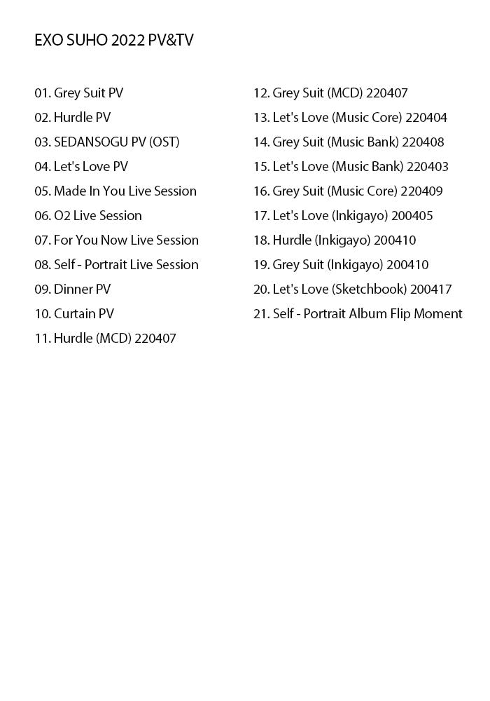K-POP DVD/ EXO SUHO 2022 PV&TV/ Grey Suit / EXO エクソ SUHO スホ 音楽収録DVD PV KPOP DVD
