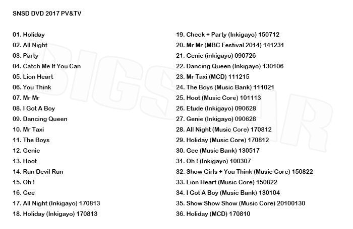 K-POP DVD/ 少女時代 2017 PV&TV セレクト★Holiday All Night Lion Heart Party Catch Me If You Can/少女時代 GIRLS GENERATION DVD