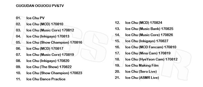 K-POP DVD/ GUGUDAN OGUOGU 2017 PV&TVセレクト Ice Chu/ググダン オグオグ ヘヨン ミナKPOP DVD