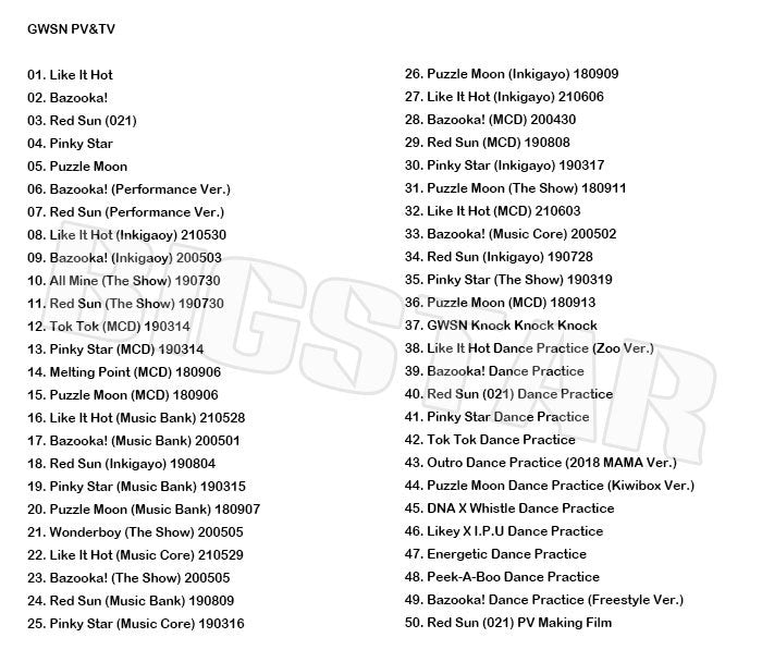 K-POP DVD/ GWSN 2021 PV&TV セレクト★Like It Hot Bazooka! Red Sun/ 公園少女 ミヤ ソギョン ソリョン エン ミンジュ ソソ レナ KPOP DVD