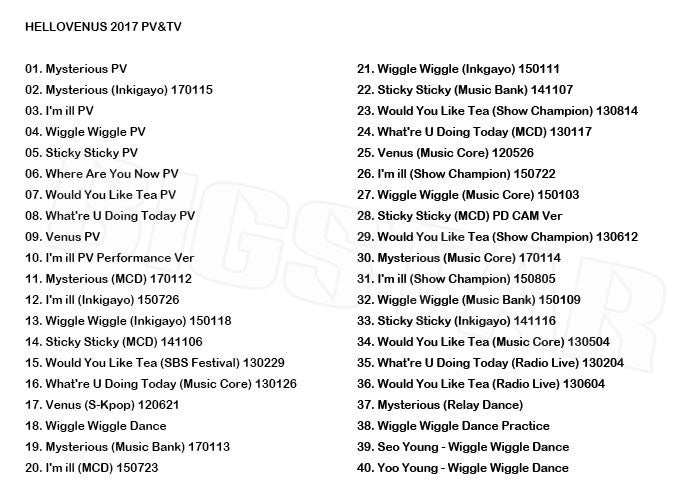K-POP DVD/ Hello Venus 2017 PV&TV セレクト★Mysterious I'm ill Wiggle Wiggle Sticky Sticky Where Are You Like Tea/ハロービーナス アリス..