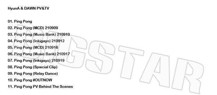 K-POP DVD/ HYUNA & DAWN 2021 PV&TV セレクト★Ping Pong/ ヒョナ イドン KPOP DVD