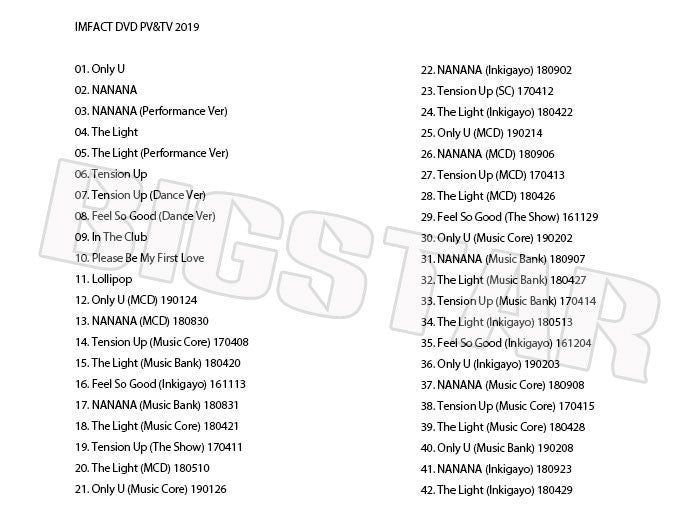 K-POP DVD/ IMFACT 2019 PV&TV セレクト★Only U NANANA The Light/インファクト THE UNIT ジェオプ ジアン テホ イサン ウンジェ KPOP DVD