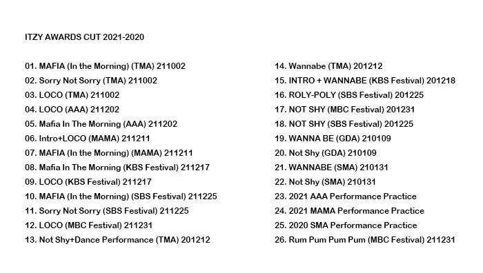 K-POP DVD/ ITZY 2021 MUSIC AWARD CUT/ イッジ イェジ リア リュジン チェリョン ユナ KPOP DVD