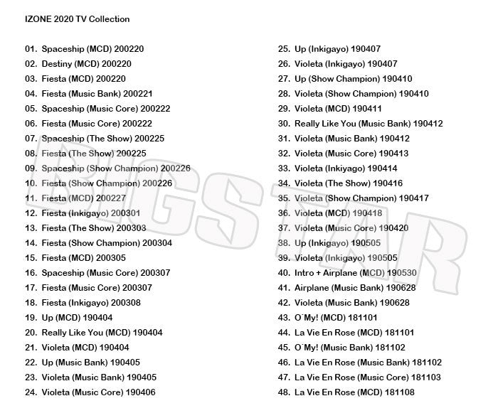 K-POP DVD/ IZONE 2020 TV COLLECTION★Fiesta Violeta La Vie en Rose/ アイズワン ウォニョン 宮脇咲良 ユリ イェナ ユジン 矢吹奈子 ヘウォン..