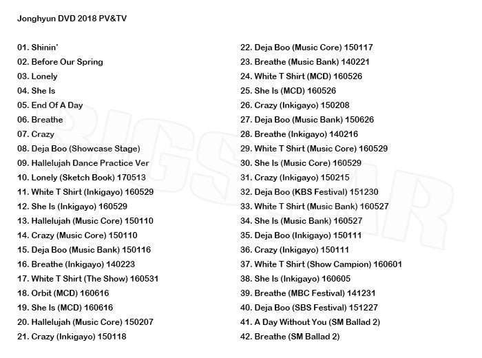 K-POP DVD/ JONGHYUN 2018 PV&TV セレクト★Shinin Before Our Spring Lonely She Is End Of A Day Crazy Deja-Boo/SHINee シャイニ ジョンヒョン