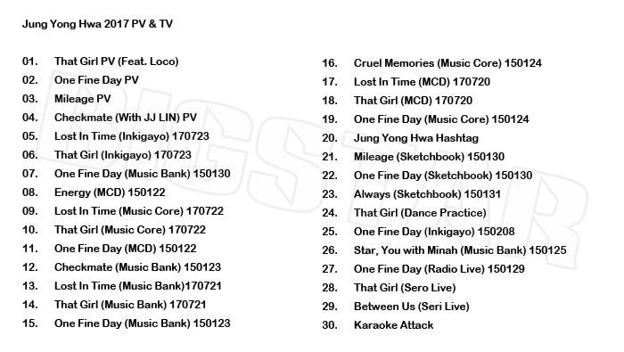 K-POP DVD/ JUNG YONG HWA 2017 PV&TV セレクト★That Girl One Fine Day Mileage Checkmate／CNBLUE Jung チョンヨンファ Youn Hwa KPOP DVD