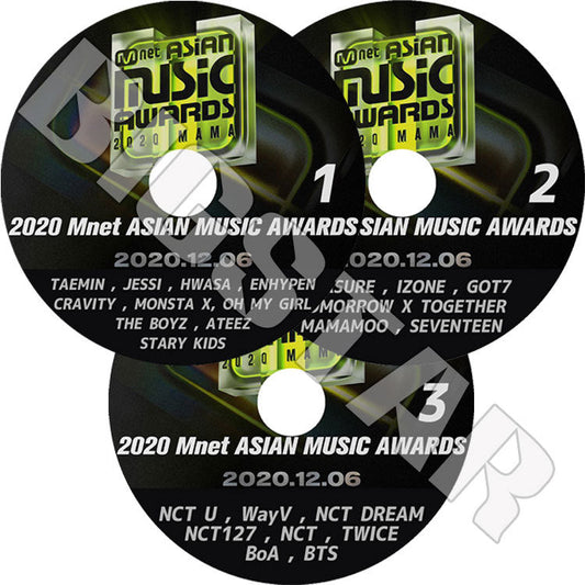 K-POP DVD/ 2020 Mnet Asian Music Awards(3枚SET)(2020.12.06)/ BTS TWICE SEVENTEEN IZONE NCT TXT その他/ コンサート LIVE MAMA 2020