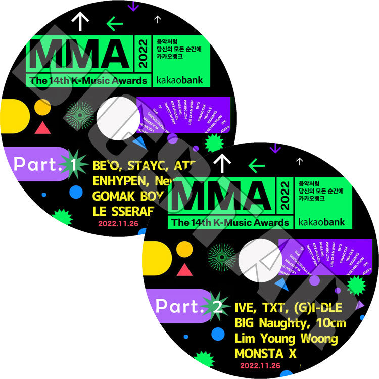 K-POP DVD/ 2022 Melon Music Awards (2枚Set) (2022.11.26)/ TXT IVE ENHYPEN LE SSERAFIM NEWJEANS MONSTA X (G)I-DLE STAYC BE'O..