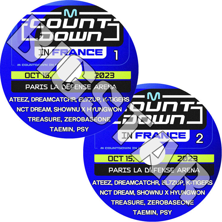 K-POP DVD/ M Countdown in France (2023.10.15) (2枚SET)/ NCT DREAM TAEMIN ATEEZ DREAMCATCHER TREASURE ZEROBASEONE PSY 外
