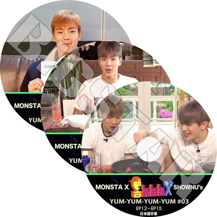 K-POP DVD/ MONSTA X YUM x4 (3枚SET)(EP01-EP15完)(日本語字幕あり)/ モンスターエクス ショヌ SHOWNU KPOP DVD