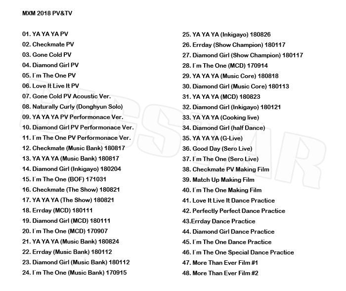 K-POP DVD/ MXM 2018 PV&TV セレクト★YAYAYA Checkmate Gone Cold Diamond Girl I`m The One Errday/MXM ヨンミン ドンヒョン プロデュース101 S2