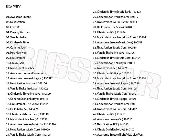 K-POP DVD/ NC.A 2019 PV&TVセレクト★Awesome Breeze Nest Station Love Me Playing With Fire/NCA エンシア KPOP DVD