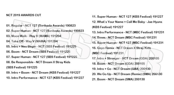 K-POP DVD/ NCT 2019 MUSIC AWARD CUT/ MAMA KBS MBC SBS 他/ エンシティ テヨン ジェヒョン マーク ユウタ ウィンウィン ヘチャン テイル ジョニー..