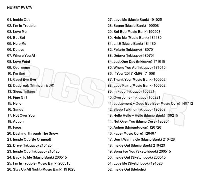 K-POP DVD/ NU'EST 2021 PV&TV セレクト★Inside Out I'm In Trouble Love Me Bet Bet/ ニューイースト ジェイアール アーロン ミンヒョン ベクホ レン