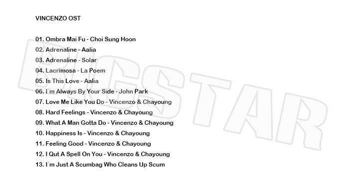 K-POP DVD/ ヴィンチェンツォ O.S.T COLLECTION/ Vincenzo ソンジュンギ SONG JOONG KI テギョン OK TAECYEON チョンヨビン KPOP DVD