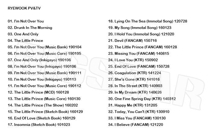 K-POP DVD/ SUPER JUNIOR RYEOWOOK PV&TV セレクト★I`m Not Over You Drungk In Morning/スーパージュニア リョウク DVD