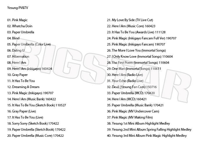 K-POP DVD/ SUPER JUNIOR YESUNG 2019 PV&TV セレクト★Pink Magic Whatcha Doin Paper Umbrella/スーパージュニア イェソン KPOP DVD