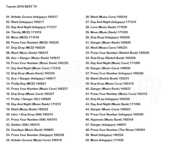 K-POP DVD/ TAEMIN 2019 TV COLLECTION★Artistic Groove Want Day And Night Thirsty Move Press Your Number Drip Drop Danger/シャイニー テミン