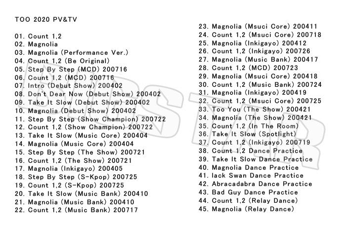 K-POP DVD/ TOO 2020 BEST PV&TV セレクト★Count 1,2 Magnolia/ ティーオーオー チフン ドンゴン チャン ジス ミンス ジェユン ジェイユ キョンホ..