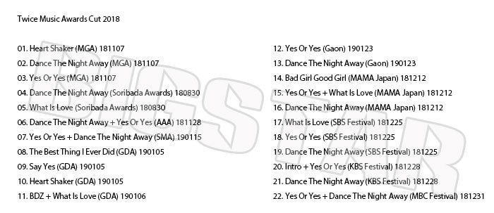 K-POP DVD/ TWICE 2018 MUSIC AWARD CUT★MAMA KBS MBC SBS GDA 他/TWICE ナヨン ツウィ モモ サナ ミナ ジヒョ ダヒョン ジョンヨン チェヨン