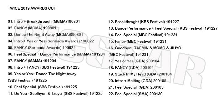 K-POP DVD/ TWICE 2019 MUSIC AWARD CUT/ MAMA KBS MBC SBS GDA 他/ トゥワイス ナヨン ツウィ モモ サナ ミナ ジヒョ ダヒョン ジョンヨン チェヨン