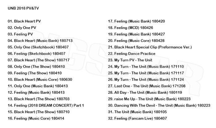 K-POP DVD/ UNB 2018 PV&TV セレクト★Black Heart Only One Feeling/ユーエンビー ジュン ウィジン ホジョン ピルドク マルコ ハンソル デウォン..