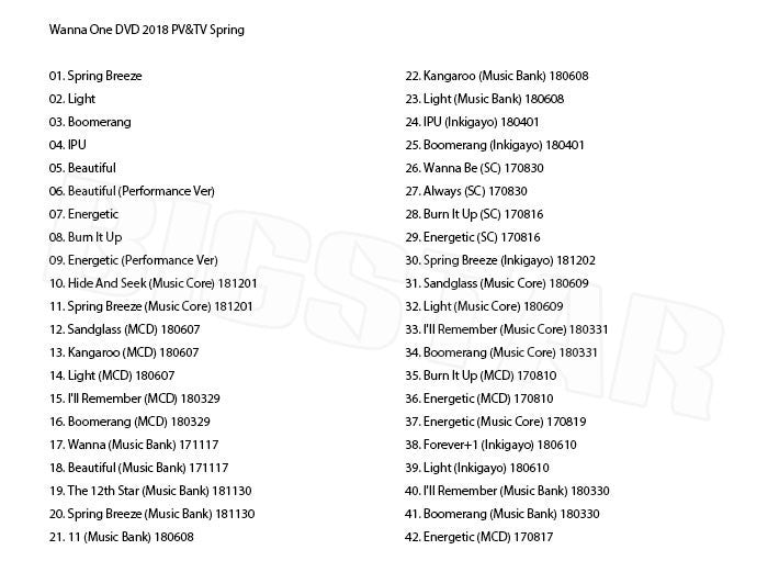 K-POP DVD/ WANNA ONE 2018 PV&TV セレクト★Spring Breeze Light Boomerang IPU Beautiful Energetic Burn It Up/ワナワン カンダニエル ジフン..