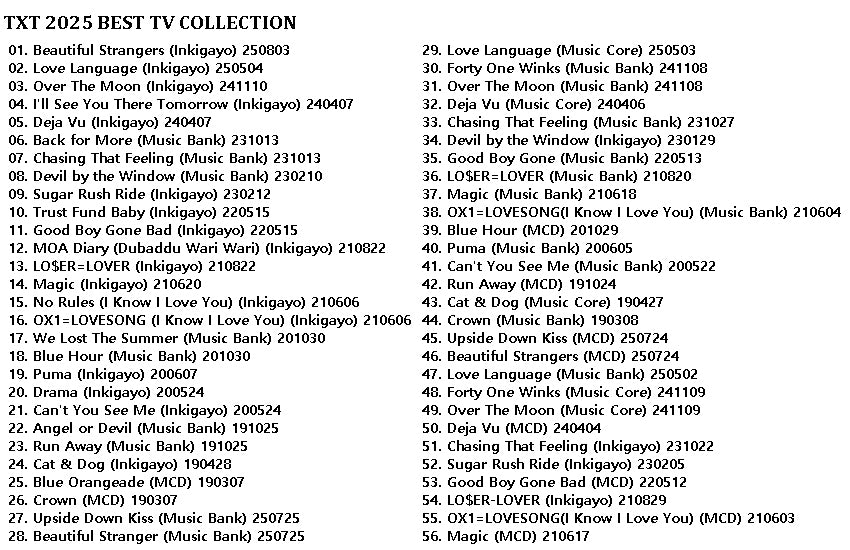 K-POP DVD/ TXT 2025 2nd BEST TV Collection★Beautiful Strangers Love Language Over The Moon Deja Vu Chasing That Feeling Good Boy..