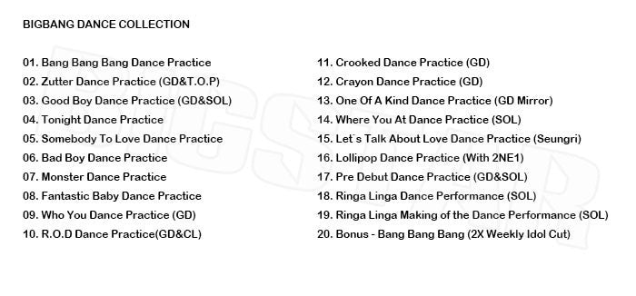 K-POP DVD/ BIGBANG DANCE PRACTICE COLLECTION／ビックバン ジードラゴン ソル（テヤン） トップ スンリ ディ・ライト(デソン) KPOP DVD