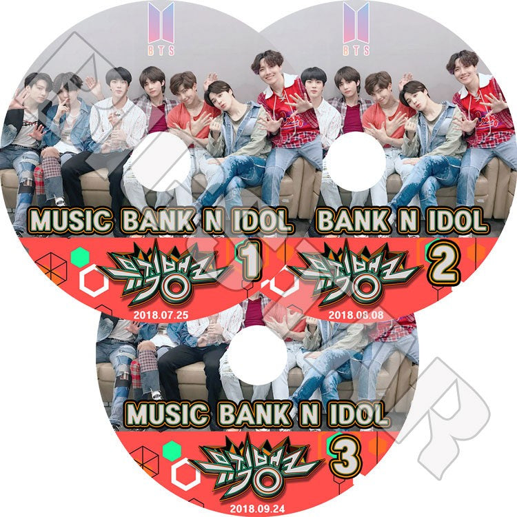 K-POP DVD/ バンタン Music Bank N IDOL(3枚SET) (2018.07.25/08.08/09.24)／防弾 ラップモンスター シュガ ジン ジェイホープ ジミン ブィ ジョングク