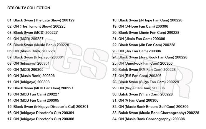 K-POP DVD/ バンタン ON & Black Swan TV COLLECTION/ 防弾 ラップモンスター シュガ ジン ジェイホープ ジミン ブィ ジョングク KPOP DVD